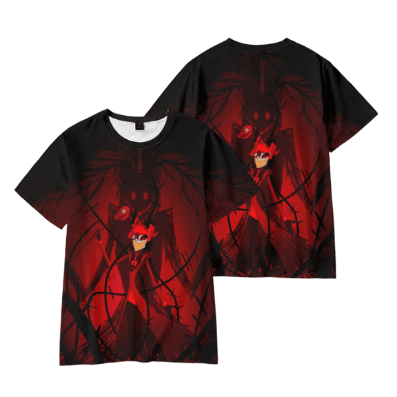 XUANXIAOJIANG Hazbin Hotel Alastor Merch T-shirt Unisex Cotton Short Sleeved Shirt- Comfortable Casual Wear for Everyday Fashion