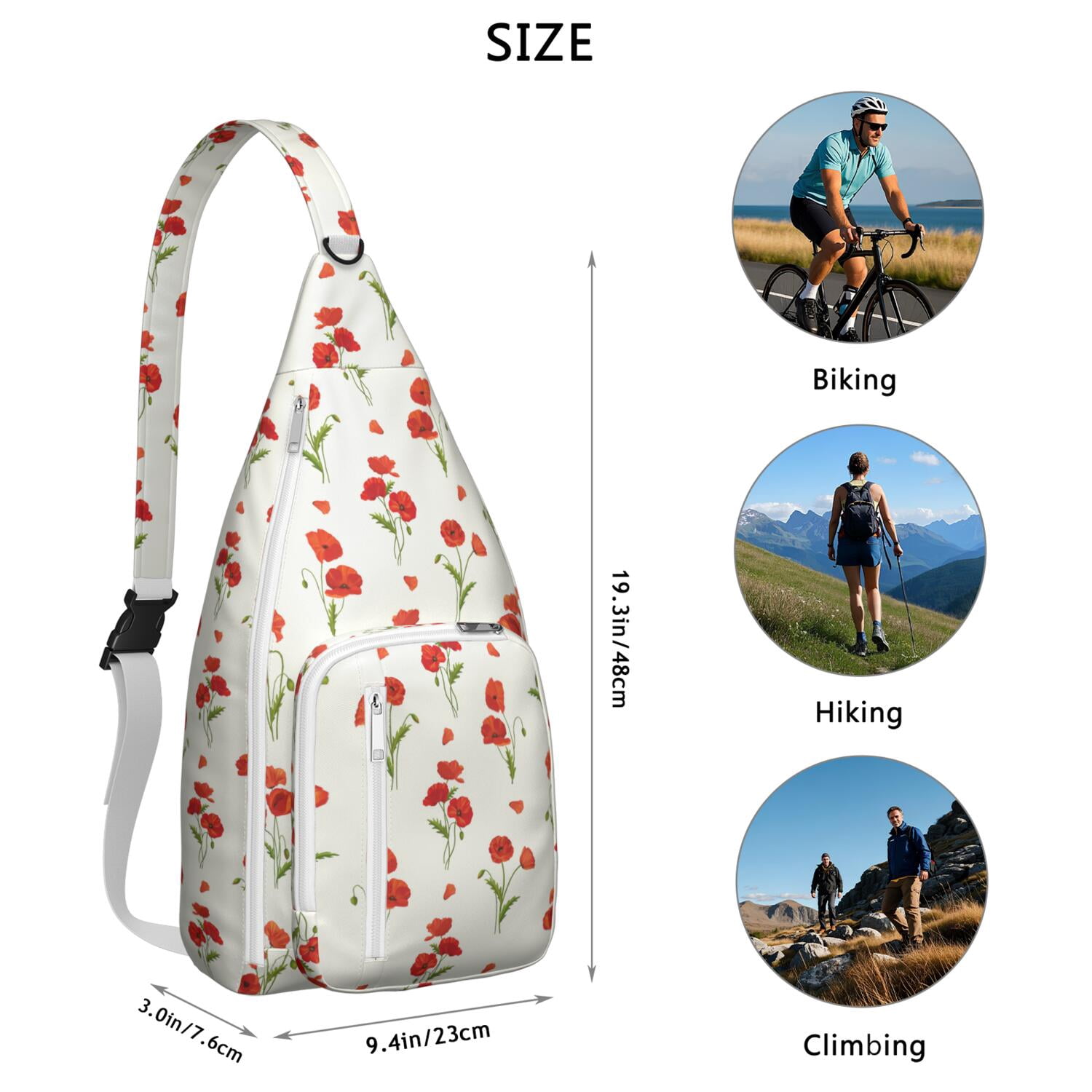 Lightweight Tear - resistant Sling Bag with Daisy Design for Unisex
