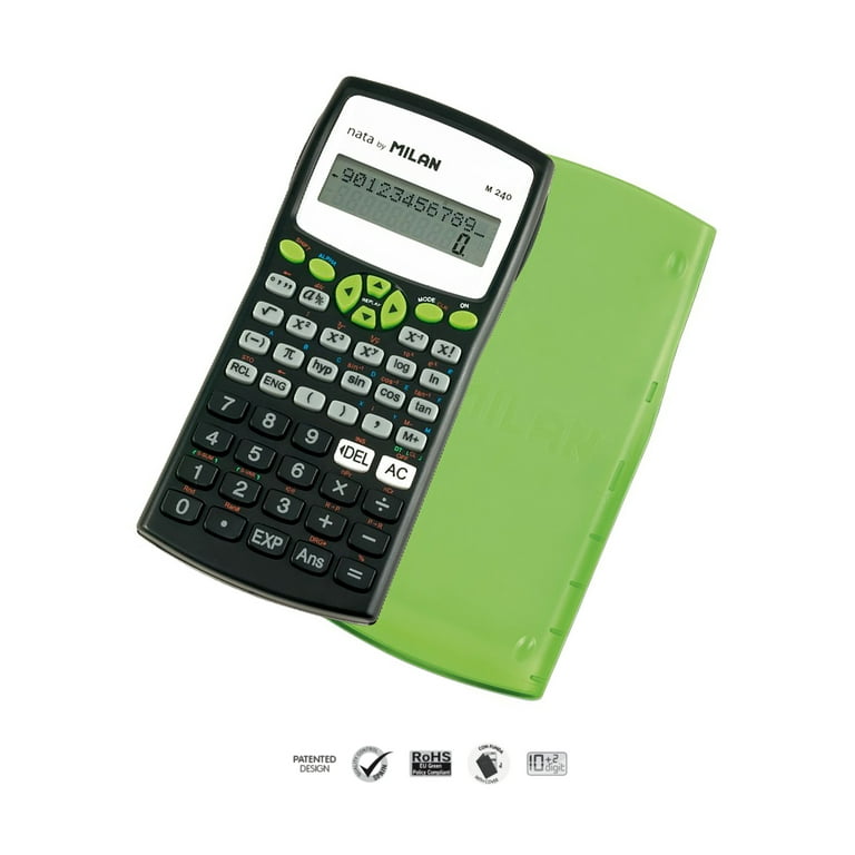 MILAN M240 Scientific Calculator with Case, Battery Power, Multicolor  Black, New