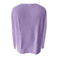 thumbnail image 4 of Fiaer Womens V Neck Sweaters Long Sleeve Breathable Loose Fit Casual Trendy Solid Color Tops Loungewear Purple M, 4 of 4
