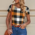 thumbnail image 4 of Goofa Orange Plaid Printed Women Rash Guard Short Sleeve,Tummy control Swimsuit Surfing Swimsuit Bathing Suit One Piece Swimsuit UPF 50-Small, 4 of 9