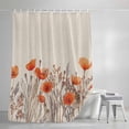 thumbnail image 3 of Watercolor Garden Flower Plant Shower Curtain for Bathroom, Blossom Poppy Floral on Burlap Waterproof Shower Curtains Washable Quick Dry with Hooks Bathtub Curtains 60x72IN, 3 of 9