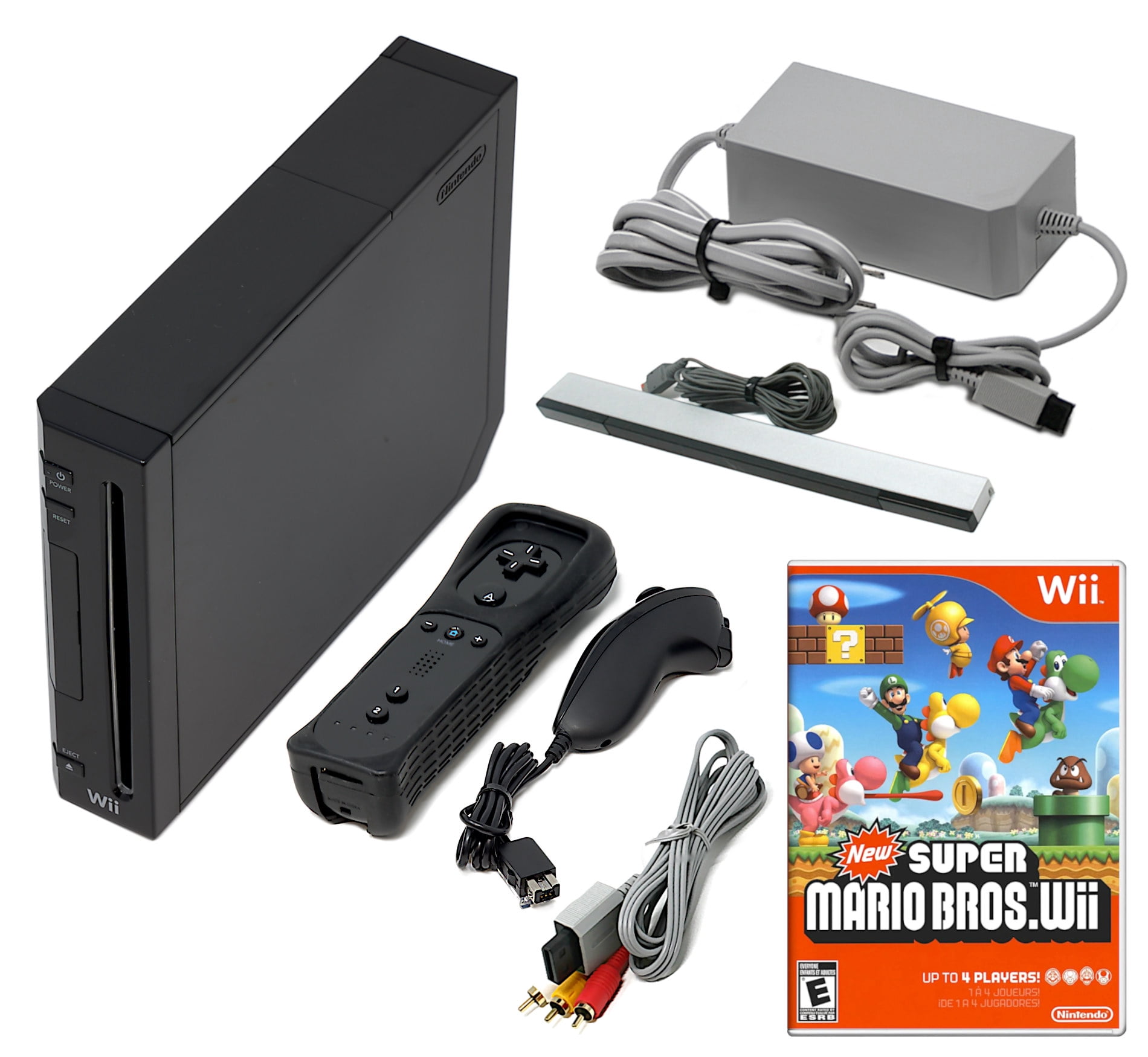 Nintendo, Wii, Console with New Super Mario Bros Bundle, 6.61 lb, Memory Card Support Wi-Fi, Black, 1, 1, 1