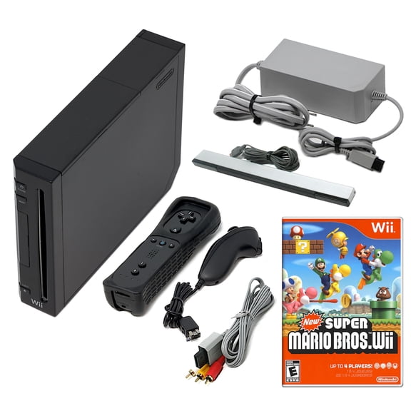 Restored Nintendo, Wii, Console with New Super Mario Bros Bundle, 6.61 lb, Memory Card Support Wi-Fi, Black, 1, 1, 1
