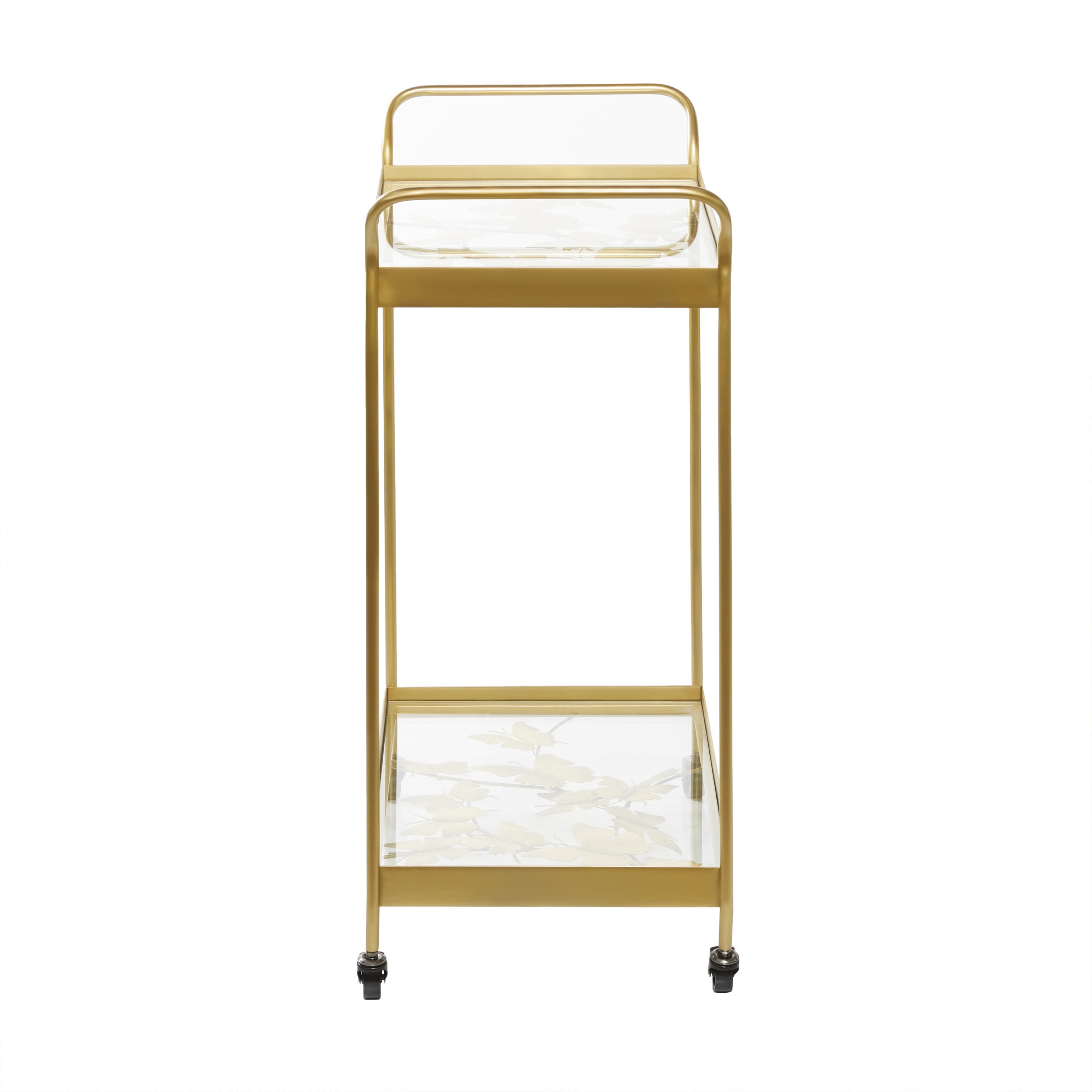 DecMode Metal Bar Cart Contemporary Gold