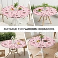 thumbnail image 7 of Red Strawberry Plants Fruit Rabbit Pink Pattern Round Fitted Tablecloth with Elastic Edge,Dining Table Cover Waterproof,Outdoor Round Tablecloth for Camping,Dining,Indoor and Outdoor, 7 of 7