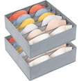 thumbnail image 1 of Caja de almacenamiento plegable y lavable de 2 piezas, organizador de tela Oxford para sujetadores y leggings, con 6 compartimentos para ropa interior, color gris claro, 1 of 5