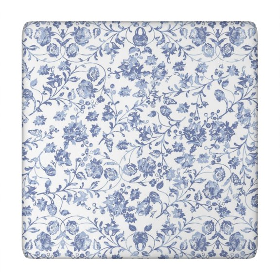 Floral Print Square Tablecloth, 34x34 Inch Elastic Hem Waterproof Polyester for Coffee Table or RV Use