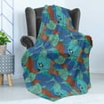 thumbnail image 4 of Flowers Soft Flannel Fleece Throw Blanket, Botanical Theme Floral Patterns Along Poppy Motifs Natural Artwork, Cozy Plush for Indoor and Outdoor Use, 50" x 70", Sea Blue and Turquoise, by Ambesonne, 4 of 5