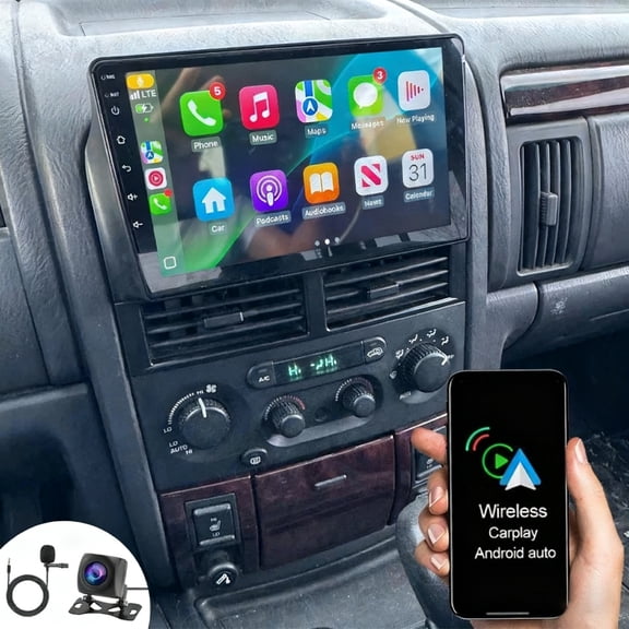 Gsuatey Car Radio for Jeep Grand Cherokee 1999-2004, 9 inch IPS Touch Screen Stereo with Wireless Carplay Android Auto, WiFi, GPS, SWC, Mirror Link, FM/RDS/Radio EQ AHD Backup Camera