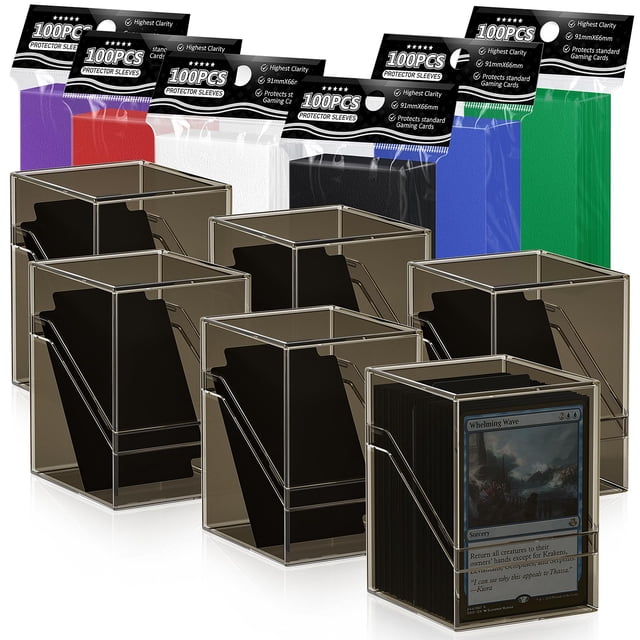 Caja de almacenamiento para cartas con fundas y separadores, paquete de 6