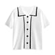 thumbnail image 1 of Camiseta de mujer Blusa de solapa frontal con botones Camiseta suelta de manga corta para niña, Blanco kenally AP001518-03B, 1 of 7