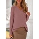 thumbnail image 3 of Camisa PRETTYGARDEN Mujer Manga Larga Cuello en V Acanalada Rosa, 3 of 9