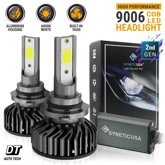 9006 HB4 6000K White COB LED Headlight Kit Low Beam Pair Light Bulbs