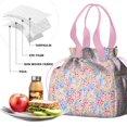 thumbnail image 4 of Boho Bohemia Flower Drawstring Lunch Bag Women - Drawstring Lunch Bag Insulated for Work Office - Stain-Resistant Large Lunchbags for Women with Multi-Pockets, 4 of 6
