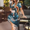 thumbnail image 3 of Balery Cute Koi Fish Serenity Vestidos sueltos de manga corta para mujer, vestidos de verano 2025, vestidos casuales de corte A con vuelo., 3 of 6