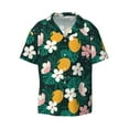 thumbnail image 2 of Lsque Tropical Fruit print Men's Cuban Collar Short Sleeve Shirt Summer Beachwear Casual Button Down Fashionable Vacation Leisure Shirt-Large, 2 of 7