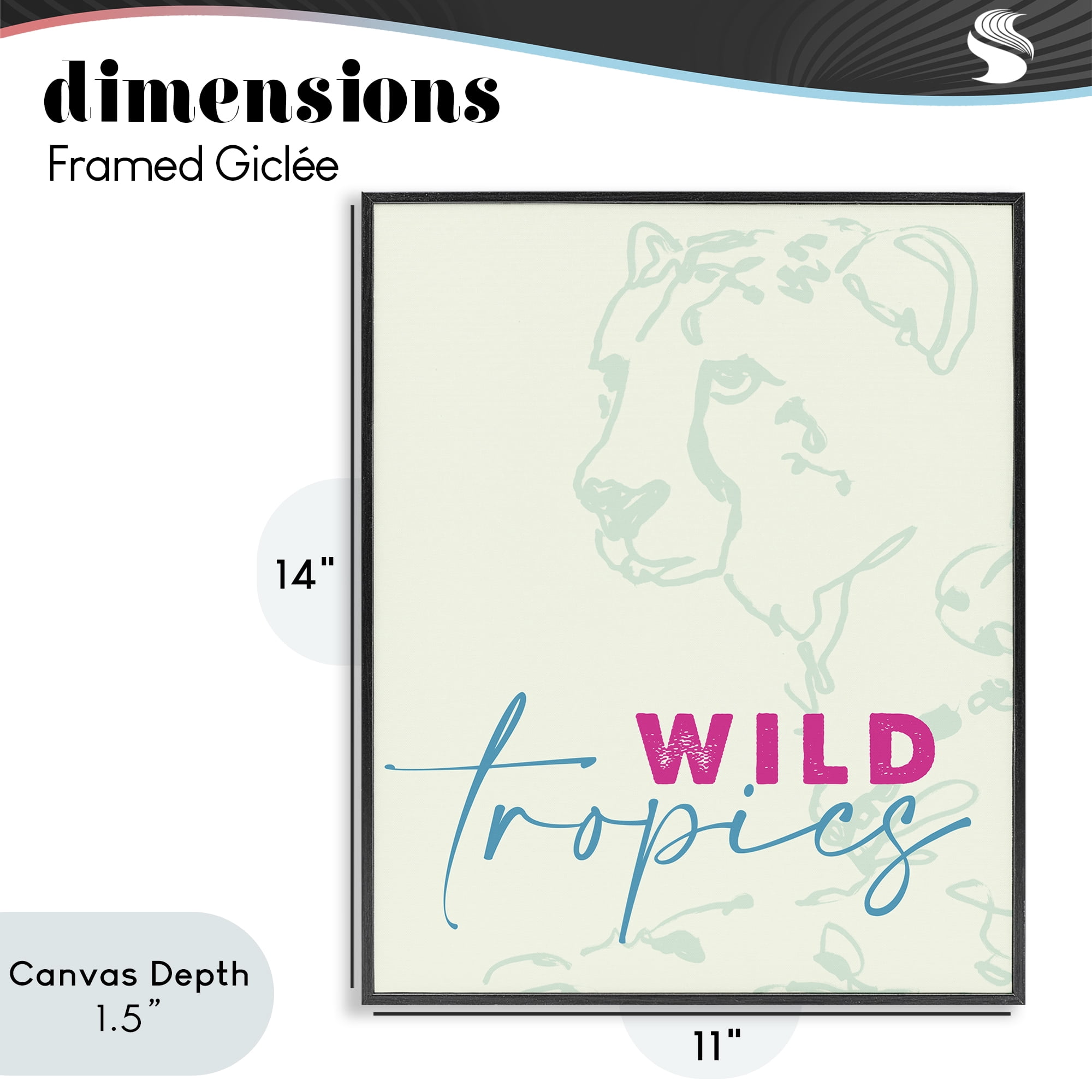Stupell Industries Wild Tropics Cheetah Black Framed Giclee Art, design by Lanie Loreth