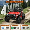 thumbnail image 3 of Funride 4WD 24 Volt Ride on Toys, 2 Seater Electric Car for Kids, Power Car Wheels with Remote, Bluetooth, LED Lights, Red, 3 of 10