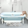 thumbnail image 3 of Birinta 58/50/46 Inch Foldable Portable Bathtub for Adults & Kids, Large Collapsible Freestanding Tub, Easy-Fold Design for Hot & Ice Baths (Blue), 3 of 8