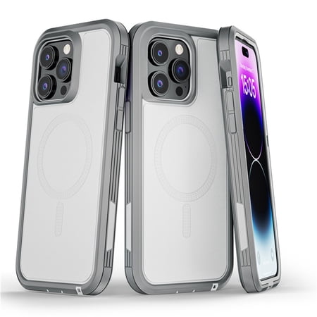 Ancove for iPhone 13 Pro Max Magnetic Case,[Compatible with Mag Safe],Military Grade Shockproof Rugged Frosted Double Layer Protective Case Cover for Apple iPhone 13 Pro Max,Gray