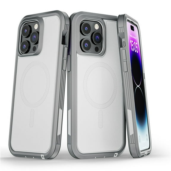 Dteck Case for iPhone 14 Pro, Compatible with MagSafe, Military-Grade Drop Protection Silicone Protective Phone Cover, Shock-Absorbing Corners Shockproof Magnetic Case for iPhone 14 Pro,White