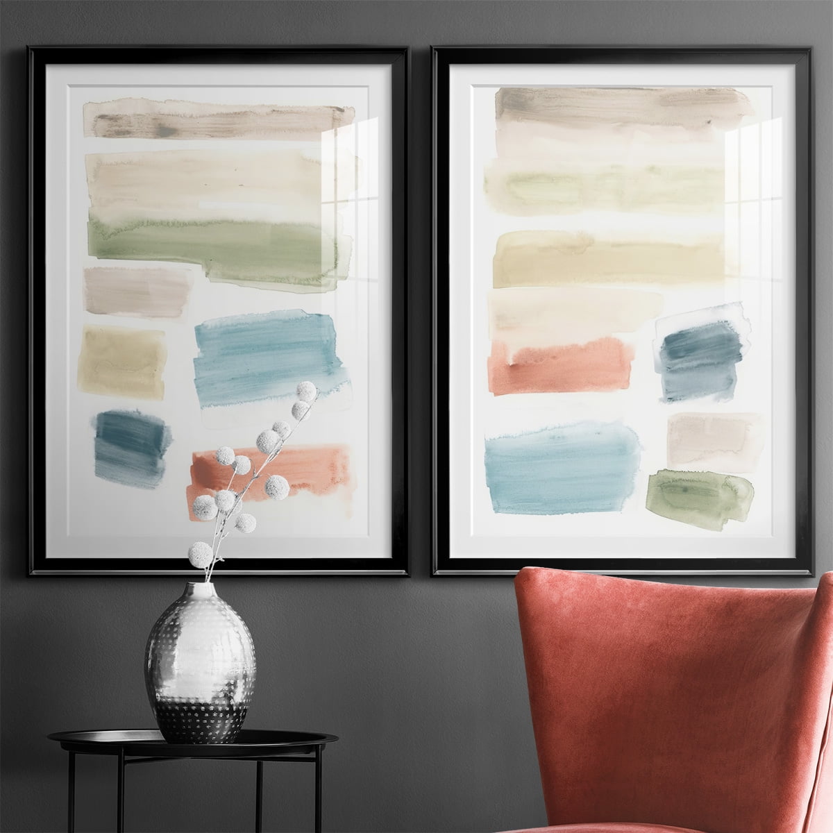 Wexford Home Watercolor Swatches I Premium Framed Print, 18.5" x 24.5" - Ready to Hang, Black (Set of 2)