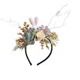 thumbnail image 1 of Diadema de flores de conejito de Pascua, decoración bonita, diadema de conejo, corona de hada para Cosplay, corona Floral para boda, 1 of 5