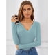 thumbnail image 2 of Camisa ajustada de manga larga AKEWEI para mujer azul claro talla L, 2 of 5