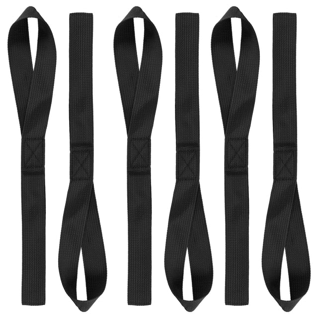 Uxcell 6Pcs Soft Loop Tie Down Straps 12"x1" 220lb Load Capacity Black