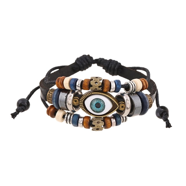Pulsera Trenzada Fernando Cuero PU Estilo Vintage Negro