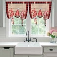 thumbnail image 4 of Christmas Tie Up Curtains 45 Inches Long, Kitchen Window Curtains Over Sink, Gnomes Poinsettia Wooden Grain Red Black Plaid Small Window Curtains Shade Balloon Curtains Valances for Bedroom 34"x45", 4 of 8