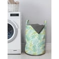 thumbnail image 3 of Tropical Laundry Bag, Monstera Coconut Palm Leaves in Soft Tones Paradise Forest Jungle Botany, Basket with Handles Drawstring Closure for Laundromats, 13" x 19", Pale Blue and Khaki, by Ambesonne, 3 of 4