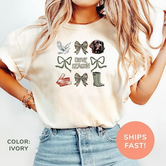 Rustic Dove Hunting T-Shirt for Women – Country Outdoor Graphic Tee with Labrador Retriever & Hunting Boots