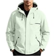 thumbnail image 2 of FEIIBMOYRIA Men's Windproof Jackets Men Solid Color Water Prooft Hooded Windbreaker Jackets with Multiple Zipper Pockets Casual Fashion Snap Button Full Zip Daily Outdoor Coats, 2 of 9