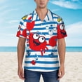thumbnail image 4 of Bixox Men's Hawaiian Shirts Men's Red Funny Crab on Blue Stripe Print Short-Sleeve Shirt-Medium, 4 of 8