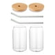 thumbnail image 2 of EeaseMX 2 juegos de tazas de vidrio transparente con tapa y pajita, bonitas tazas de vidrio para beber (estilo aleatorio), 2 of 7