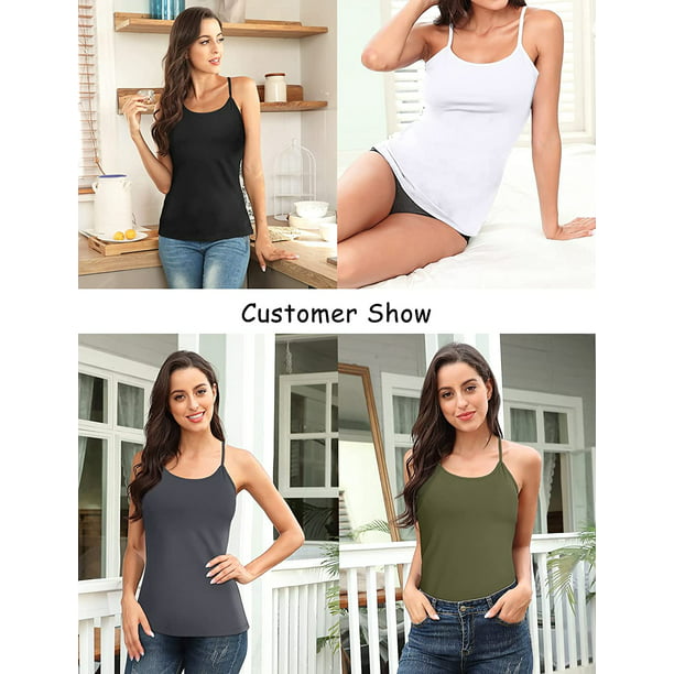 Woman Padded Camisoles Built in Shelf Spaghetti Strap Tank Top Casual  Sleeveless Underwear Comfortable Sleepwear With Pads 