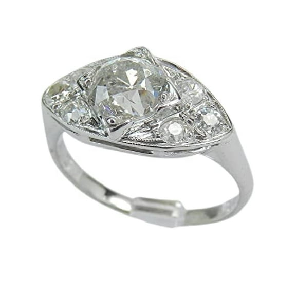 HeartsAndYou 2.5ct Round Cut Moissanite Vintage Inspired Edwardian Engagement Ring for Women 18k White Gold over Silver