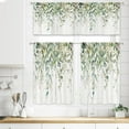 thumbnail image 4 of Green Eucalyptus Valances Curtains Watercolor Floral Plants Leaves on The Top Botanical Farmhouse Wood Plank Rod Pocket for Women Bedroom Living Room Treatment Fabric 1 Panel 52Wx18H Inch, 4 of 6