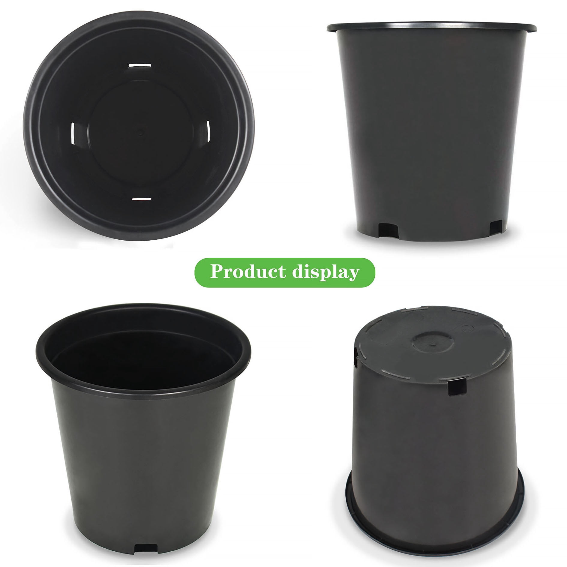 1LABLT 8.5'' x 5.9'' x 7'' Round Black Plastic Nursery Plant Pot with Reusable Feature (10 Count)
