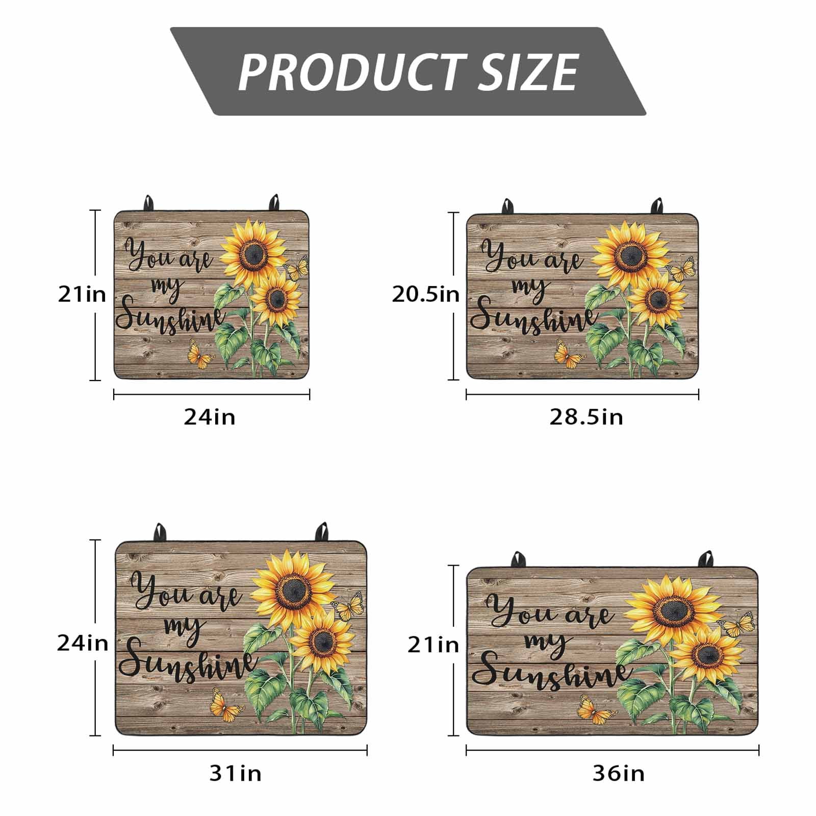 Sunflower Yellow Stove Top Cover for Electric Stove, Heat-proof & Non Slip Glass Top Stove Cover Protector, Sunshine Butterfly Farmhouse Wood Brown Kitchen Flat Cooktop Rubber Mat 24x21 Inches