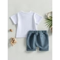 thumbnail image 4 of Bagilaanoe 2pcs Toddler Baby Boy Short Pants Set Short Sleeve Letter Print T Shirt Tops + Shorts 6M 12M 18M 24M 3T Kids Casual Summer Outfits, 4 of 9