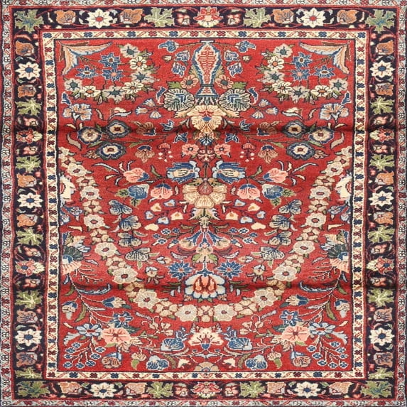 Ahgly Company Indoor Square Traditional Camel Brown Persian Area Rugs, 6' Square