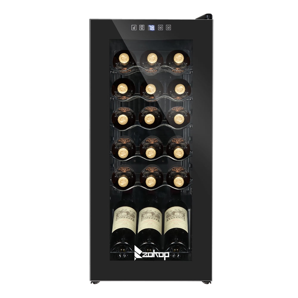 18 Bottle Compressor Wine Cooler Refrigerator w/Lock Large Freestanding  Wine Cellar For Red, White, Champagne or Sparkling Wine Digital  Temperature Control Fridge Glass Door Black