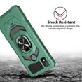 thumbnail image 5 of TJS for Cricket Icon 4 Phone Case, with Tempered Glass Screen Protector, [Military Grade] Robotic Magnetic Support Car Mount Metal Ring Holder Kickstand Cover (Green), 5 of 7