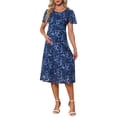 thumbnail image 2 of INSPIRE CHIC Women's Maternity Flowy Floral Dress Midi Formal Casual Pregnancy Dress 2026 Summer 2XL Black Dress & Blue Flower, 2 of 5