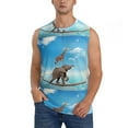 thumbnail image 2 of Lsque Elephant Giraffe Print Men's Cotton Blend Sleeveless Muscle Shirts (S-3XL)- Moisture Wicking, Odor Protection, UPF 30+,XX-Large, 2 of 8