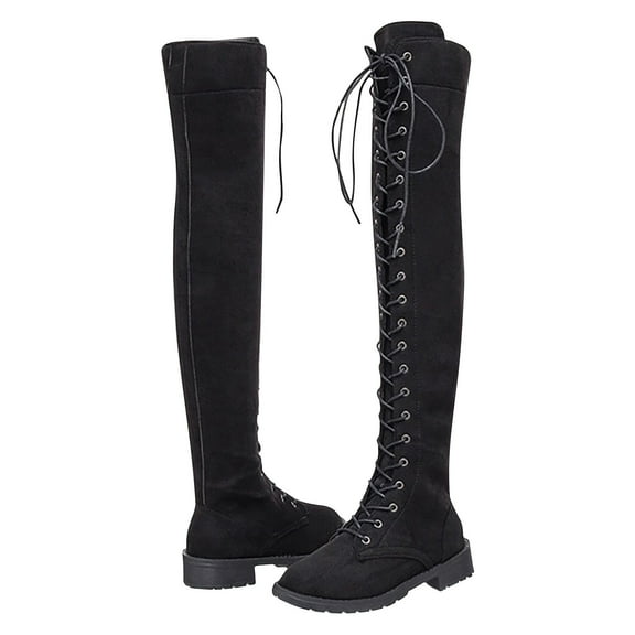 Fesfesfes Cowgirl Boots for Young Ladies Winter Warm Rivets Zipper Hoof Heels Riding Horse Sexy Mid Calf US:4.5(35)