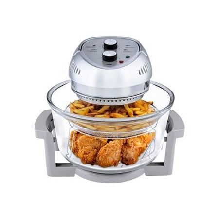 Big Boss Air Fryer Toaster Oven Combo 16Qt Kitchen Countertop Convection Rotisserie 1300W Large Glass Bowl Silver